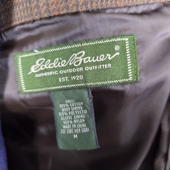 EDDIE BAUER- Sports Coat Mens M Soft Houndstooth Plaid Brown Jacket+ Measurement - Picture 8 of 13